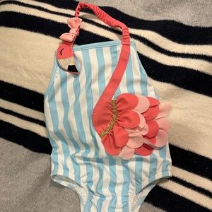 Mud Pie Flamingo Striped Swim Suit 24mos/2T
